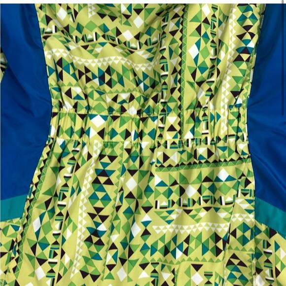 Lands end girls green and blue geometric print winter jacket - Picture 4 of 11